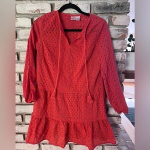 Cute eyelet swim cover up. 100 percent cotton. Size small. Coral color